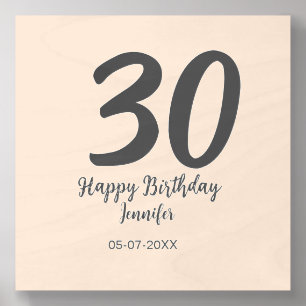 30th birthday add name date year black template wood photo tile