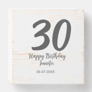 30th birthday add name date year black template wooden box sign