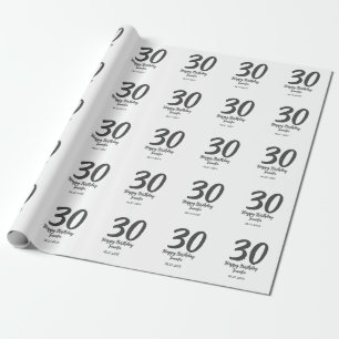 30th birthday add name date year black template  wrapping paper