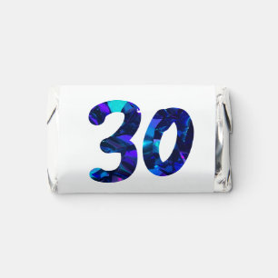 30th birthday add name date year blue sparkle hershey's miniatures