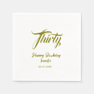 30th birthday add name date year gold template thi napkins