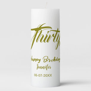 30th birthday add name date year gold template thi pillar candle