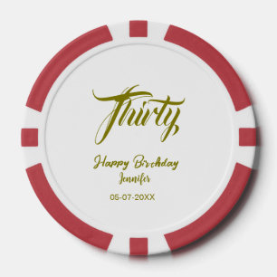 30th birthday add name date year gold template thi poker chips