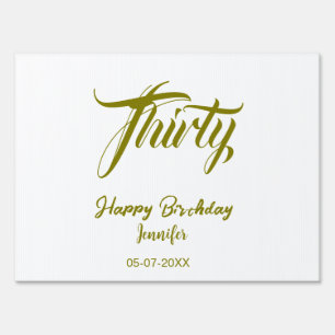 30th birthday add name date year gold template thi sign
