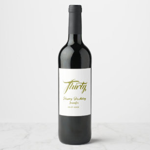 30th birthday add name date year gold template thi wine label