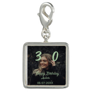 30th birthday add name date year green pastel bold charm