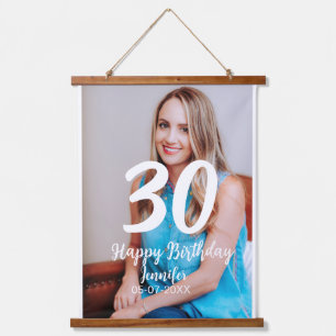 30th birthday add name date year white photo hanging tapestry