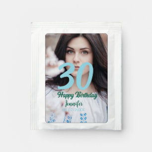 30th birthday add name date year white photo tea bag drink mix