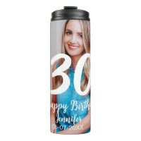30th birthday add name date year white photo