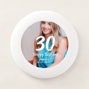 30th birthday add name date year white photo Wham-O frisbee