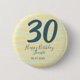 30th birthday add name date year yellow blue paste button