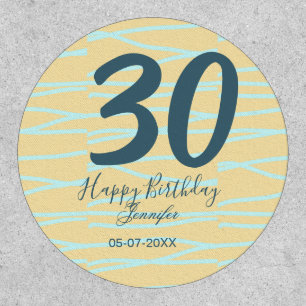 30th birthday add name date year yellow blue paste patch