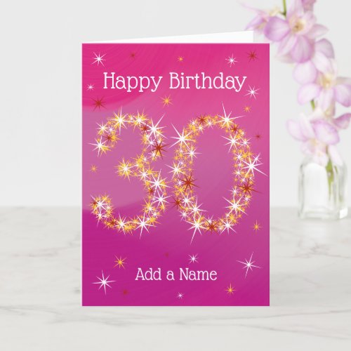 30th Birthday _ age 30 star numbers _ Pink Card