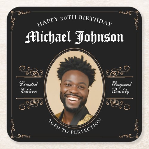 30th Birthday Aged to Perfection Classic Vintage  Square Paper Coaster