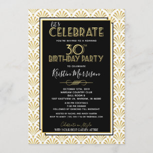 30th Birthday Art Deco Gatsby Invitation