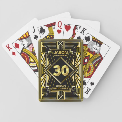30th Birthday Art Deco Gold Black Great Gatsby Playing Cards