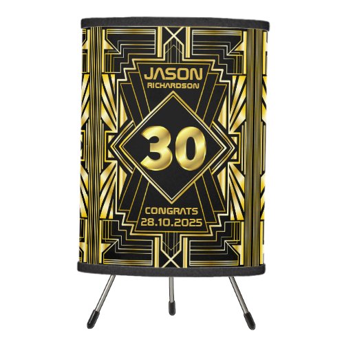 30th Birthday Art Deco Gold Black Great Gatsby Tripod Lamp