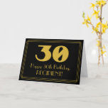 [ Thumbnail: 30th Birthday: Art Deco Inspired Look "30" & Name Card ]
