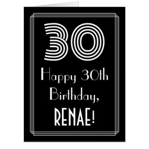 30th Birthday — Art Deco Inspired Look “30” + Name Card