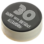 30th Birthday - Art Deco Inspired Look "30", Name Chocolate Covered Oreo (Angled)