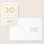 [ Thumbnail: 30th Birthday - Art Deco Inspired Look "30" & Name Foil Card ]