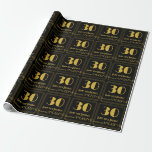 [ Thumbnail: 30th Birthday ~ Art Deco Inspired Look "30", Name Wrapping Paper ]