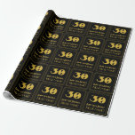 [ Thumbnail: 30th Birthday – Art Deco Inspired Look "30" & Name Wrapping Paper ]