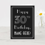 [ Thumbnail: 30th Birthday: Art Deco Style # 30 & Custom Name Card ]