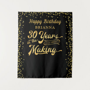 30th Birthday Backdrop Black Gold Confetti