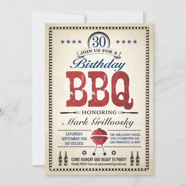 30th Birthday BBQ Invitations (Front)