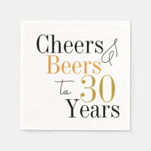 30th Birthday Beers and Cheers Minimal Party Napkins