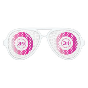 30th Birthday Bingo Balls Pink White Aviator Sunglasses