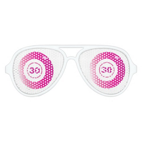 30th Birthday Bingo Balls Pink White Aviator Sunglasses