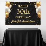 30th Birthday Black and Gold Celebration Banner<br><div class="desc">Celebrate in style with our Birthday Black and Gold Celebration Banner! This elegant banner is designed with a striking black background accented by shimmering gold details, creating a luxurious and festive ambiance. Perfect for a milestone celebration, it features customizable text to honor the guest of honor, adding a personal touch...</div>