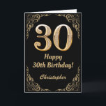 30th Birthday Black and Gold Glitter Frame Card<br><div class="desc">30th Birthday Black and Gold Glitter Frame. For further customization,  please click the "Customize it" button and use our design tool to modify this template.</div>