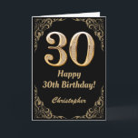 30th Birthday Black and Gold Glitter Frame Card<br><div class="desc">30th Birthday Black and Gold Glitter Frame. For further customization,  please click the "Customize it" button and use our design tool to modify this template.</div>