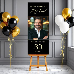 30th Birthday Black and Gold Script Photo  Foam Board