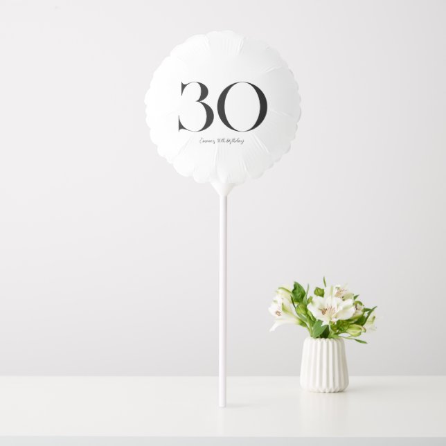 30th Birthday Black and White Balloon (In SItu)