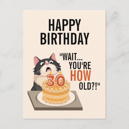 30th Birthday Black and White Cat Humor Cute Fun