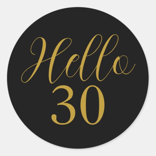 30th Birthday Black Gold Birthday Party Classic Round Sticker