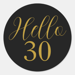 30th Birthday Black Gold Birthday Party Classic Round Sticker
