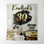 30th Birthday Black & Gold Casino, Luxury Car Tapestry<br><div class="desc">30th Birthday Black & Gold Casino Theme with Luxury Sports Car,  Gold Champagne Bottle,  Money Stacks,  Gold Roulette Wheel,  White and Gold Casino Chips and Black and Gold Dice. Great for Men's Casino 30th Birthday Party. Add you own name. ©2022 Miss Sassy Party Designs</div>