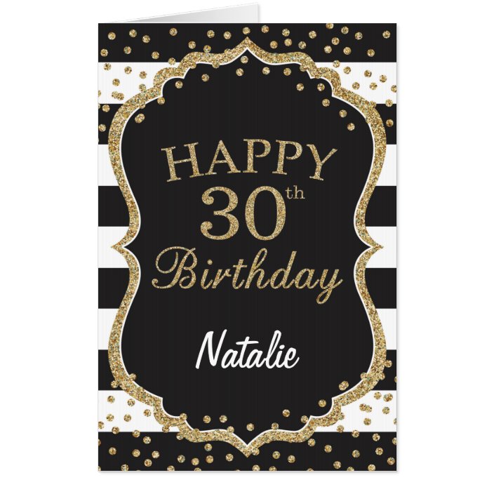 30th Birthday Black Gold Glitter Extra Large Jumbo Card ...