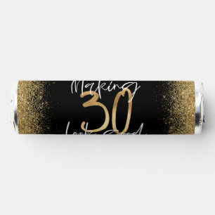 30th Birthday black gold glitter modern elegant Breath Savers® Mints
