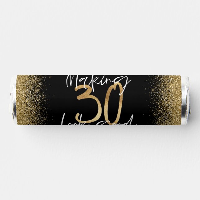 30th Birthday black gold glitter modern elegant Breath Savers® Mints (Front)