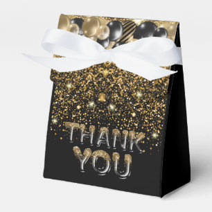 30th Birthday Black Gold Glitter Personalized Favor Boxes