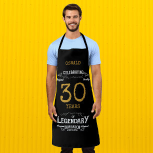30th Birthday Black Gold Legendary Funny Apron