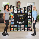 30th Birthday Black Gold  Legendary Photo Fleece Blanket<br><div class="desc">Personalized 30th birthday gift fleece blanket with 32 photos of your choice. A wonderful gift idea to commemorate a special birthday for that wonderful person. TOP TIP: If you Pre-crop your photos into a square shape before you upload them you have control of how they look. No problem if you...</div>