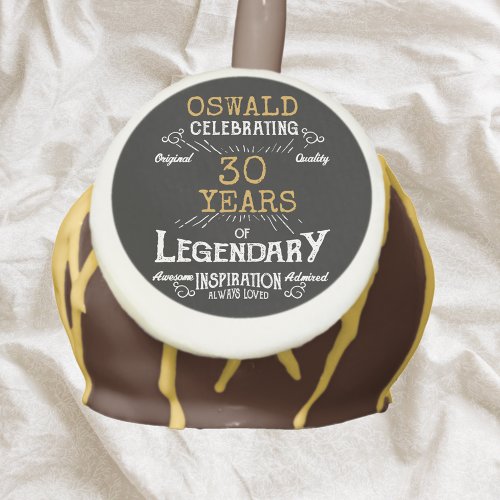 30th Birthday Black Gold Legendary Retro Cake Pops