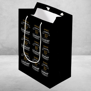 30th Birthday Black Gold Legendary Retro Medium Gift Bag